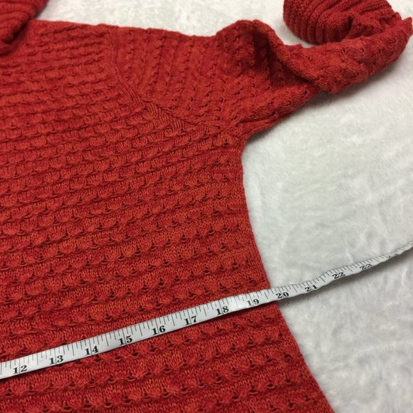 NOMADIC TRADERS Sweater Size S Womans Red Ramie Open Knit Turtleneck Pullover - Picture 8 of 15